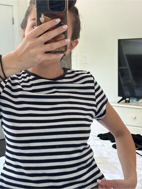 Striped Crewneck Tee - Black & White